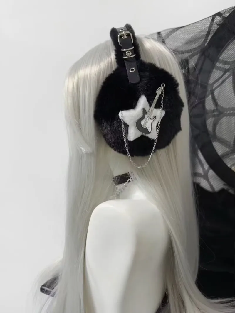 الأصلي الشتاء الفرقة ستار دي لي نمط الأذن يفشل سلسلة داكنة ثقافة فرعية الشرير غطاء للأذنين لطيف الدافئة أفخم واقيات الأذن لفصل الشتاء