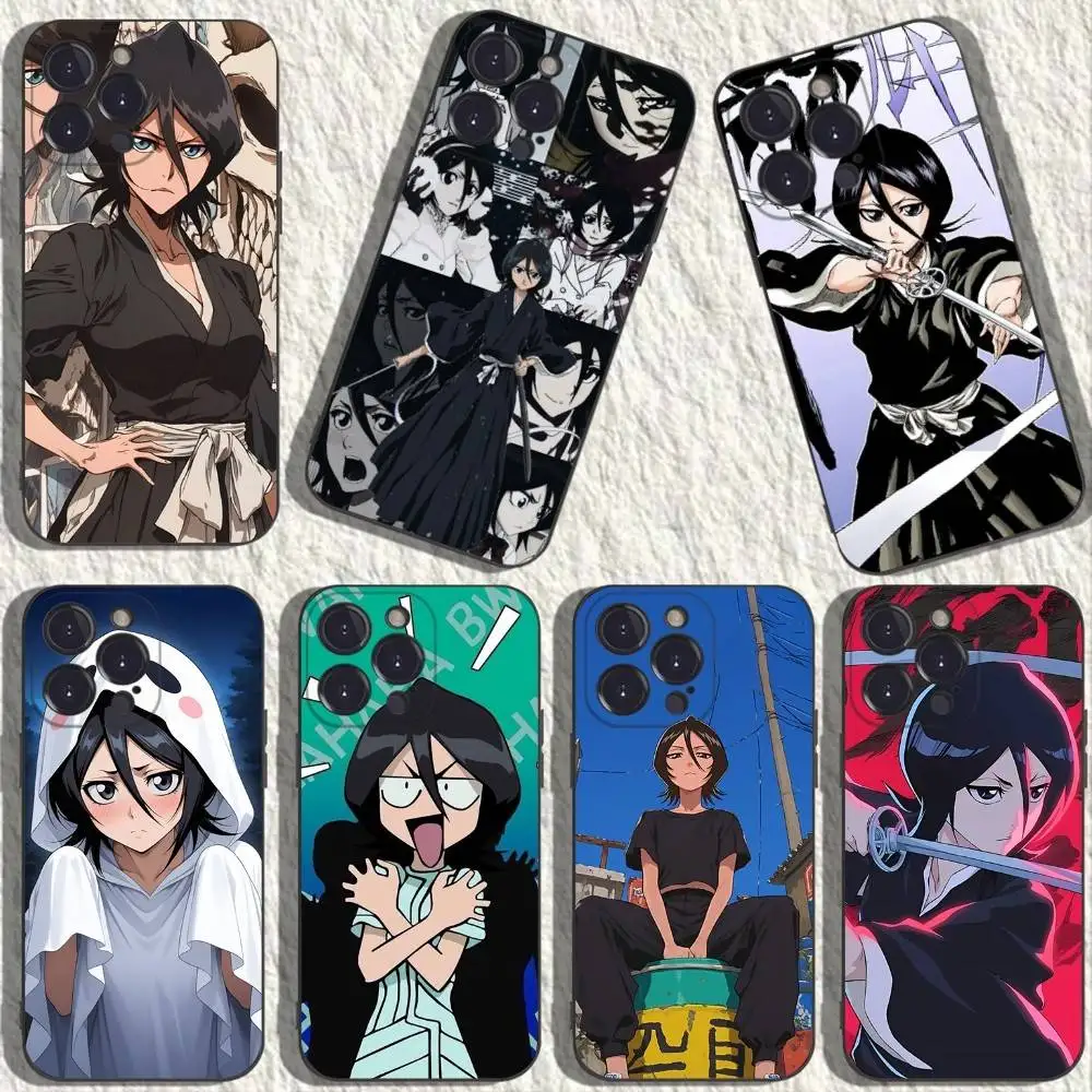 

Rukia Anime K-KuchikiS Phone Case For iPhone 16,15,14,13,12,11 Plus,Pro Max,XS,X,XR,SE,Mini,8,7,Soft Silicone Black Cover