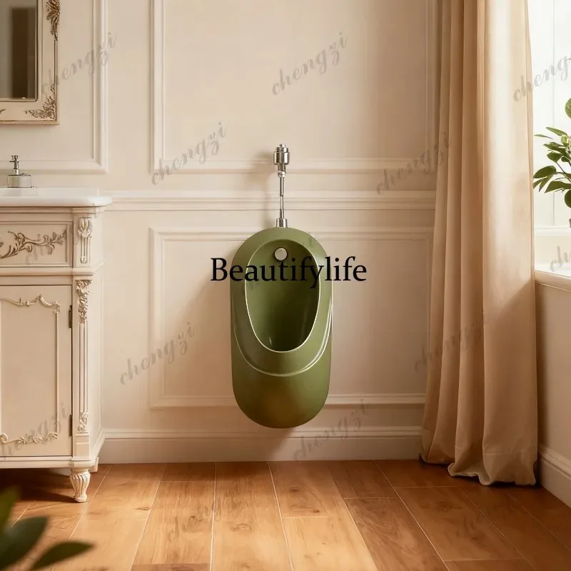 HR French retro style burgundy wall-mounted induction integrated urine bucket toilet household urinal