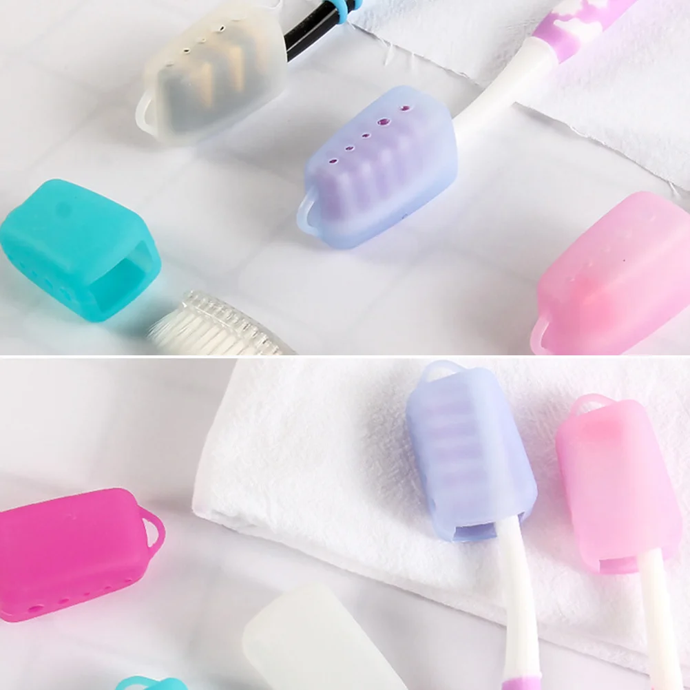 10 قطع من أغطية حماية لفرشاة الأسنان بتصميم مجوف يسمح بمرور الهواء للسفر والأنشطة الخارجية ومحمولة ومريحة بلون عشوائي #5