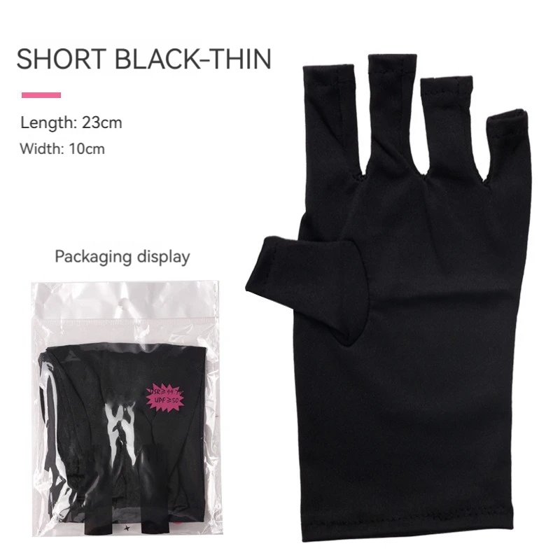 Nail Tools Anti-ultraviolet Uv Gloves Sun Black Half Exposed  Short Section Gloves Half Exposed Fingertips Phototherapy Gloves