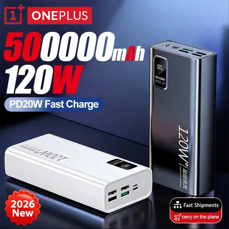 OnePlus 50000mAh 120w Super Fast Charging External Battery Ultra Capacity PowerBank Portable LED Digital Display For IPhone