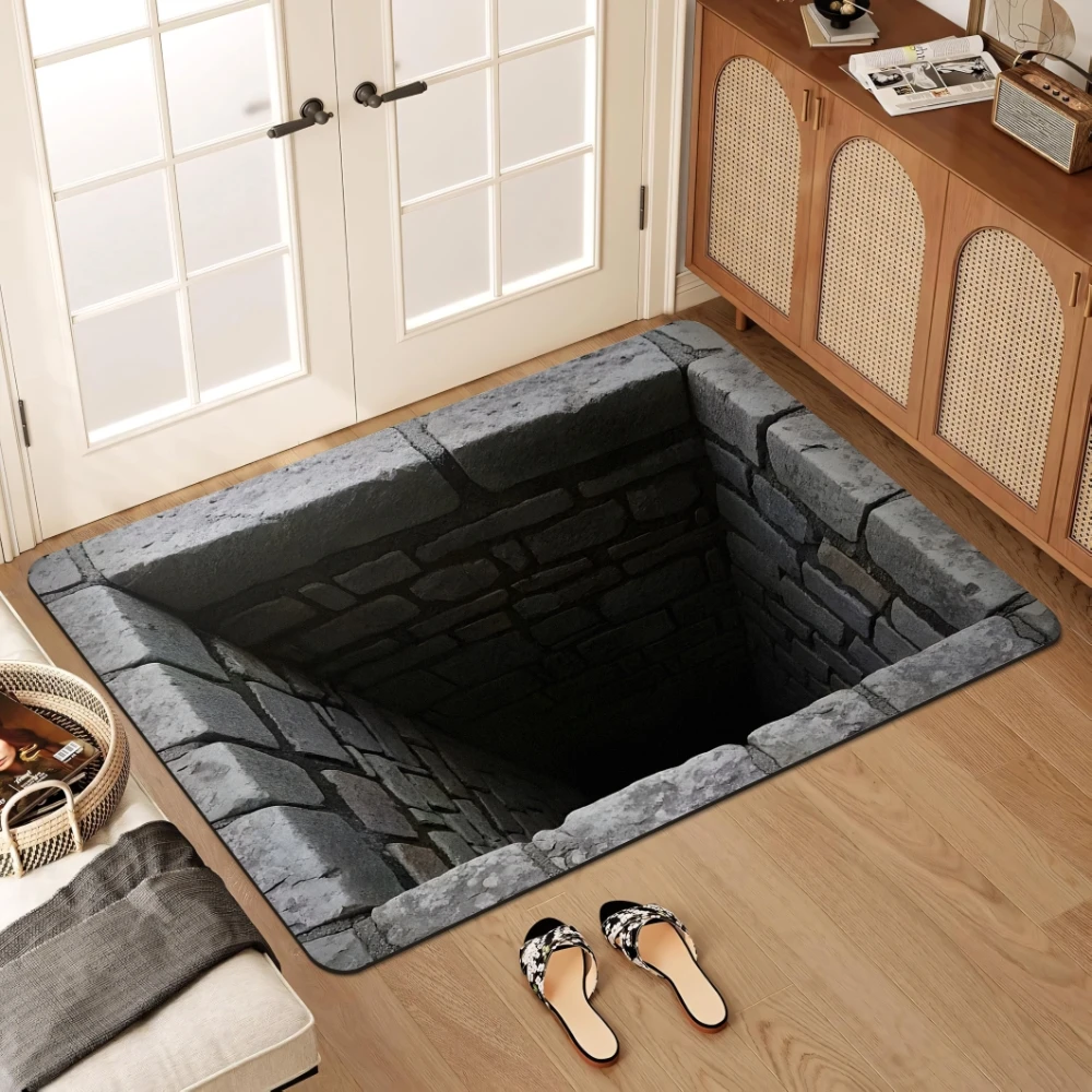 Optical Illusion Mat 3D Welcome Mat Area Rug Non-Slip Floor Mats Stairs Rugs for Doormat