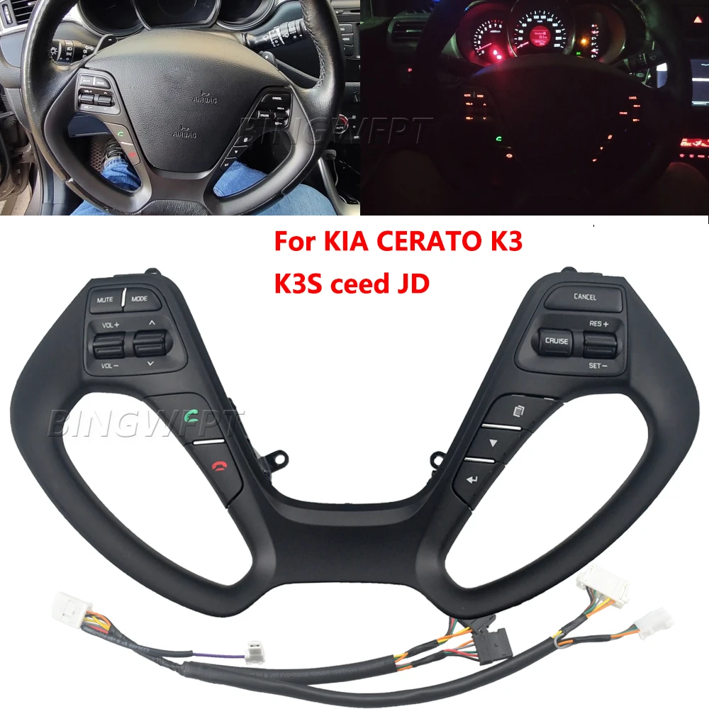 

Button Switch For KIA CERATO K3 2016 2017 K3S Ceed JD 2014 Steering Wheel Buttons Frame Switch Audio Voice Cruise Functions