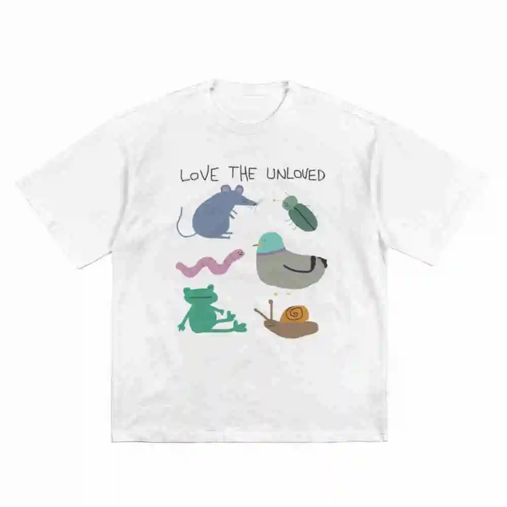 Love The Unloved Pigeon Rat Frog Short Sleeve Tee 100% Cotton T-Shirt