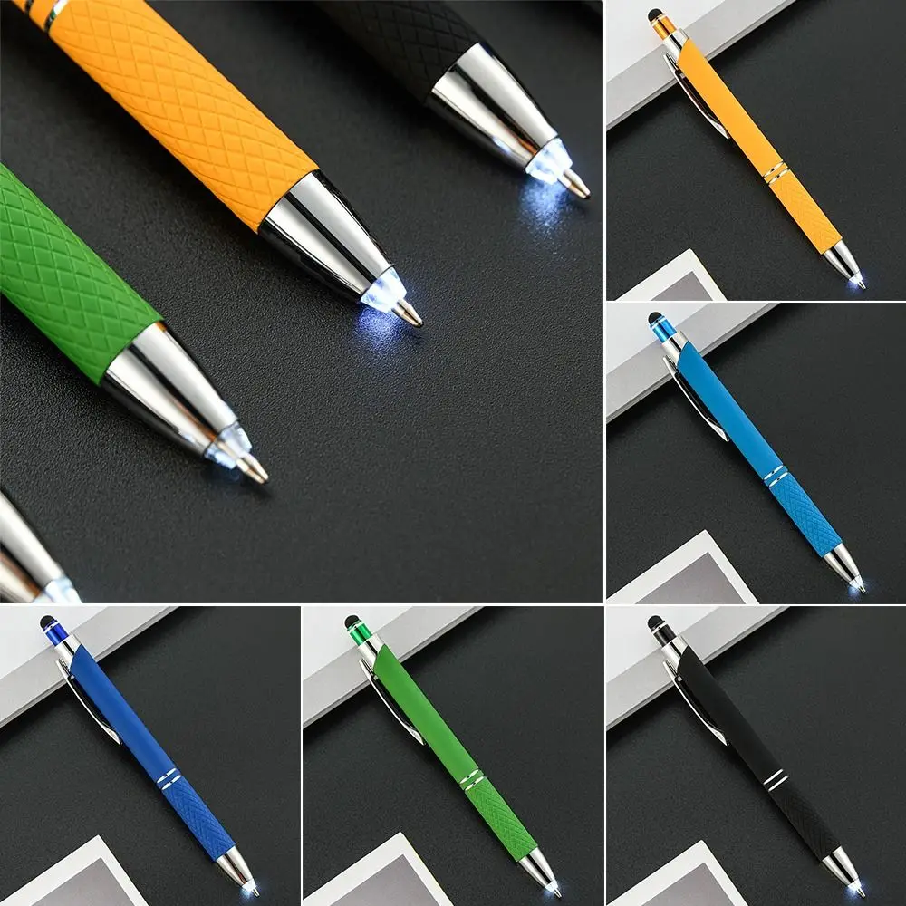 2PCS Metal Screen Touch Gadgets With LED Light Capacitive Pen Multi-function Pen Outdoor Tool Ballpoint Pen