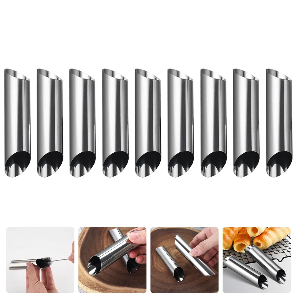 9 Pcs Household Pancakes Burrito Mold Buttercream Ice Tube Stainless Steel Pastry Horn Molds Cannoli Shell Making Tubes