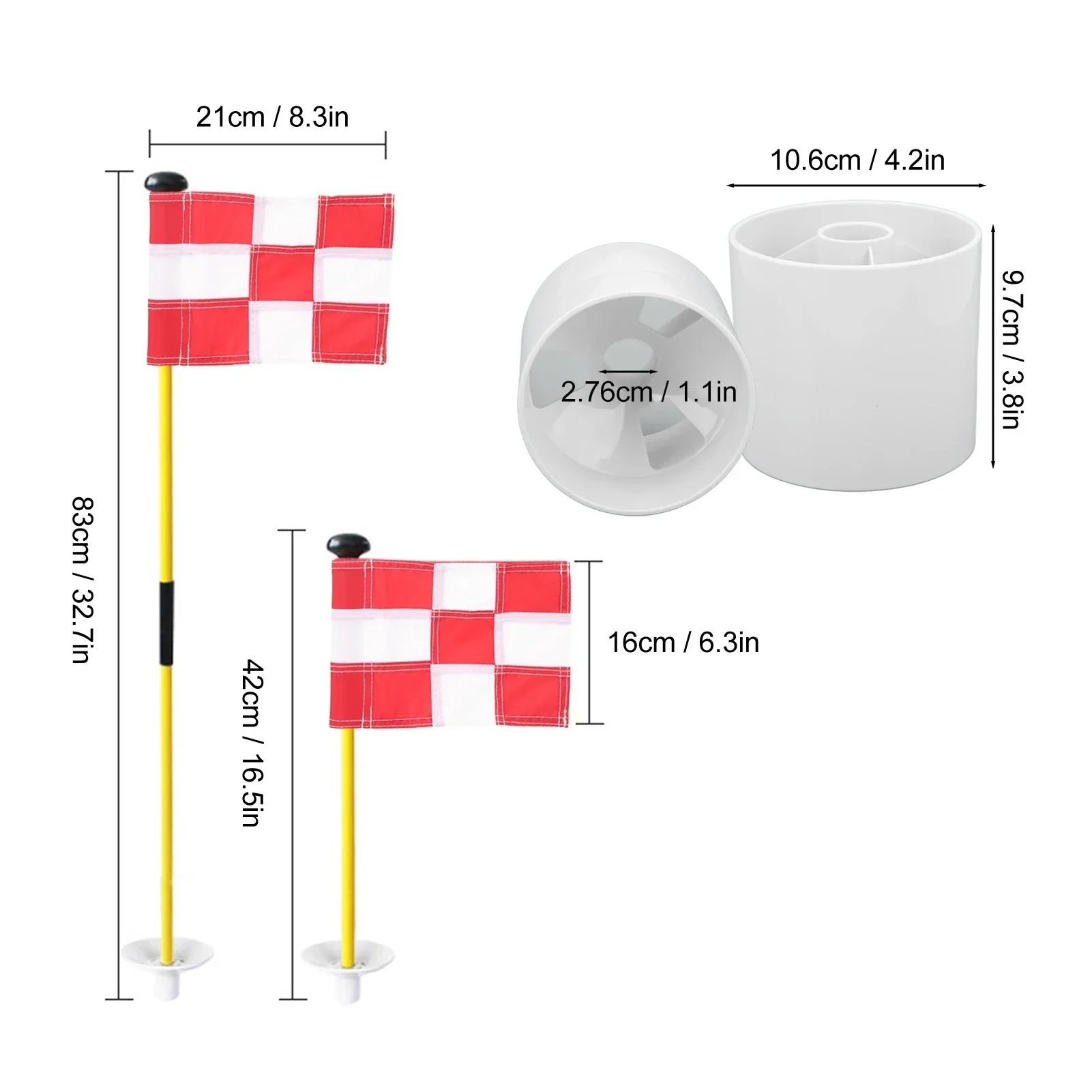 Golf Pin Flag Hole Cup Set For Mini Putting Green Flagstick Yard Practice Supplies Portable 2 Section Detachable