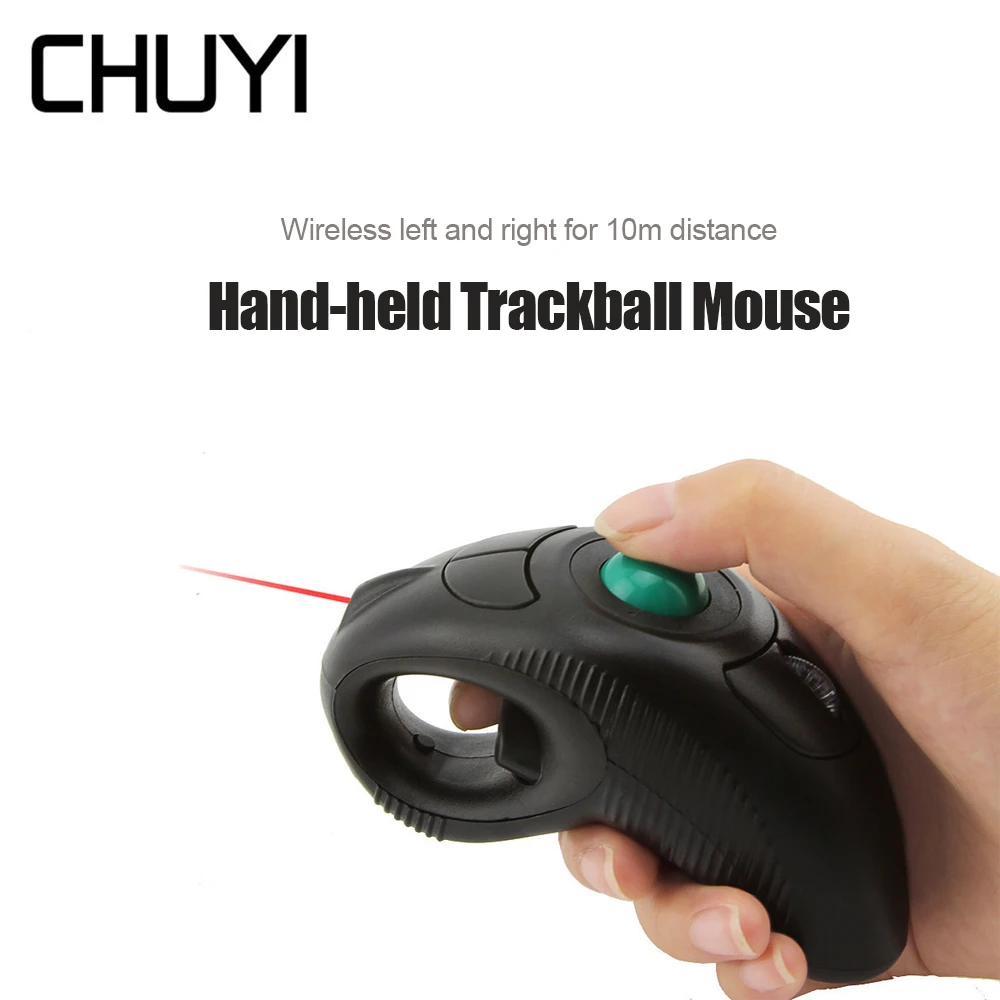 chyi mouse laser trackball sem fio com polegar controlado com fio 24g 10m dedo design de ar ratos para apresentacao ppt 01