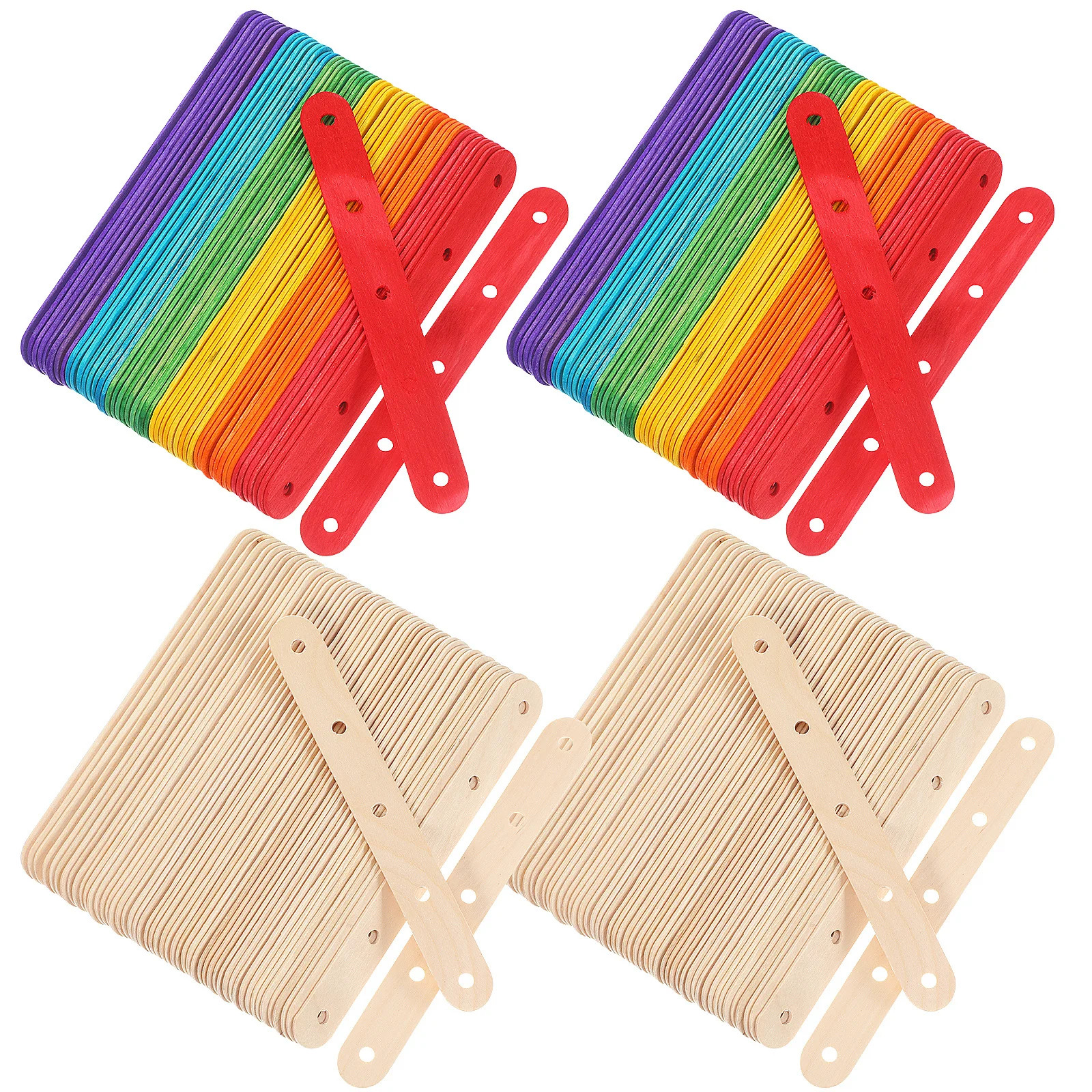 

200 pcs Colored Popsicle Craft Wood Sticks For Diy Scrapbooking Home Decor Models Unfinished Ice Cream Sticks With Holes