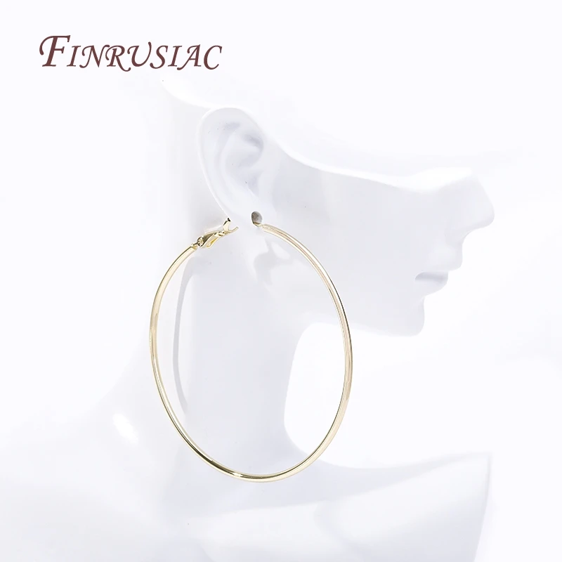 Trendy Women's Hoop Earrings 14K Gold Plated Flattened Hoop Earring Female 925 Silver Needles Earrings Jewelry Accessories