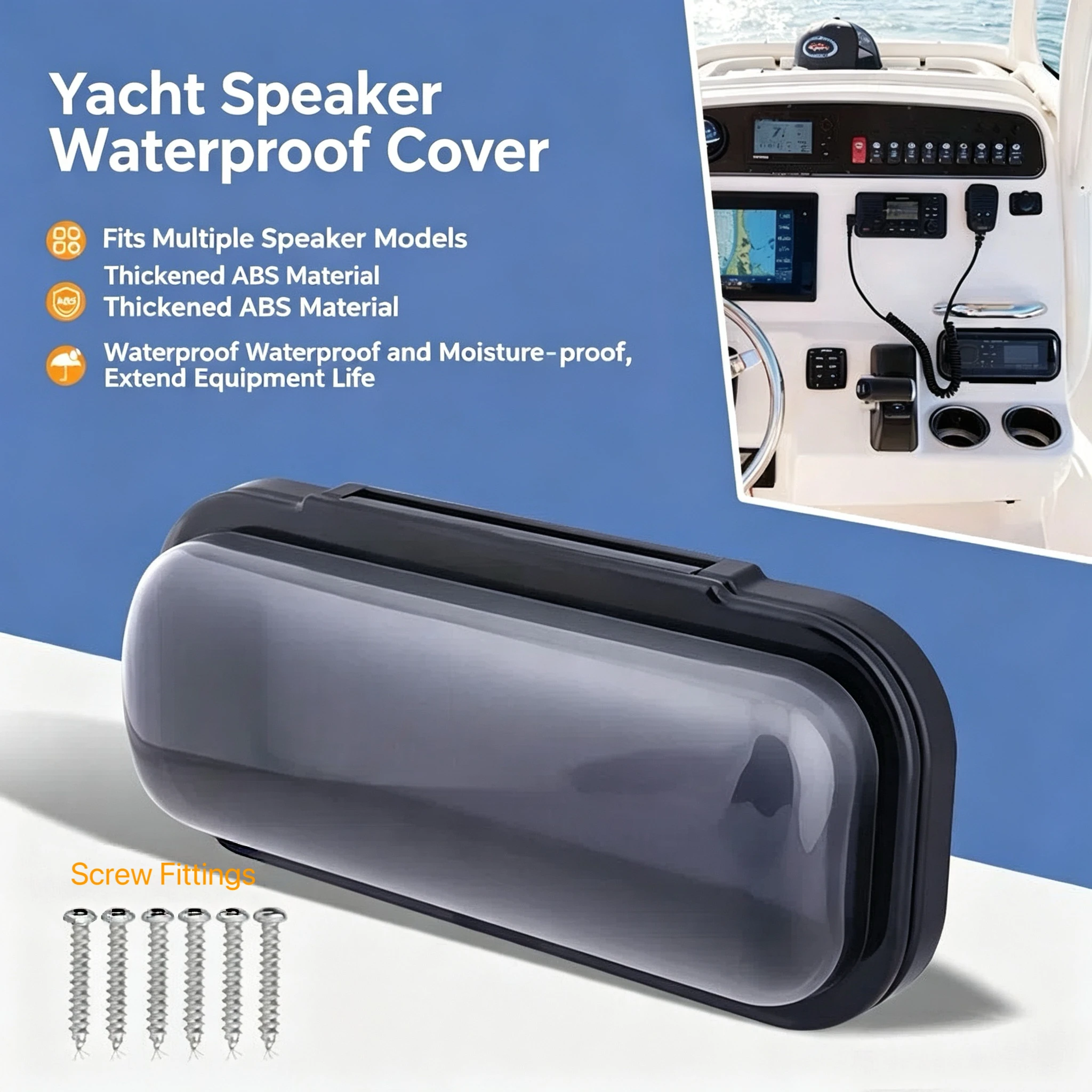 Transparent Plastic Waterproof Cover for Marine Radio Player, Waterproof Window Shield Yacht Accessories