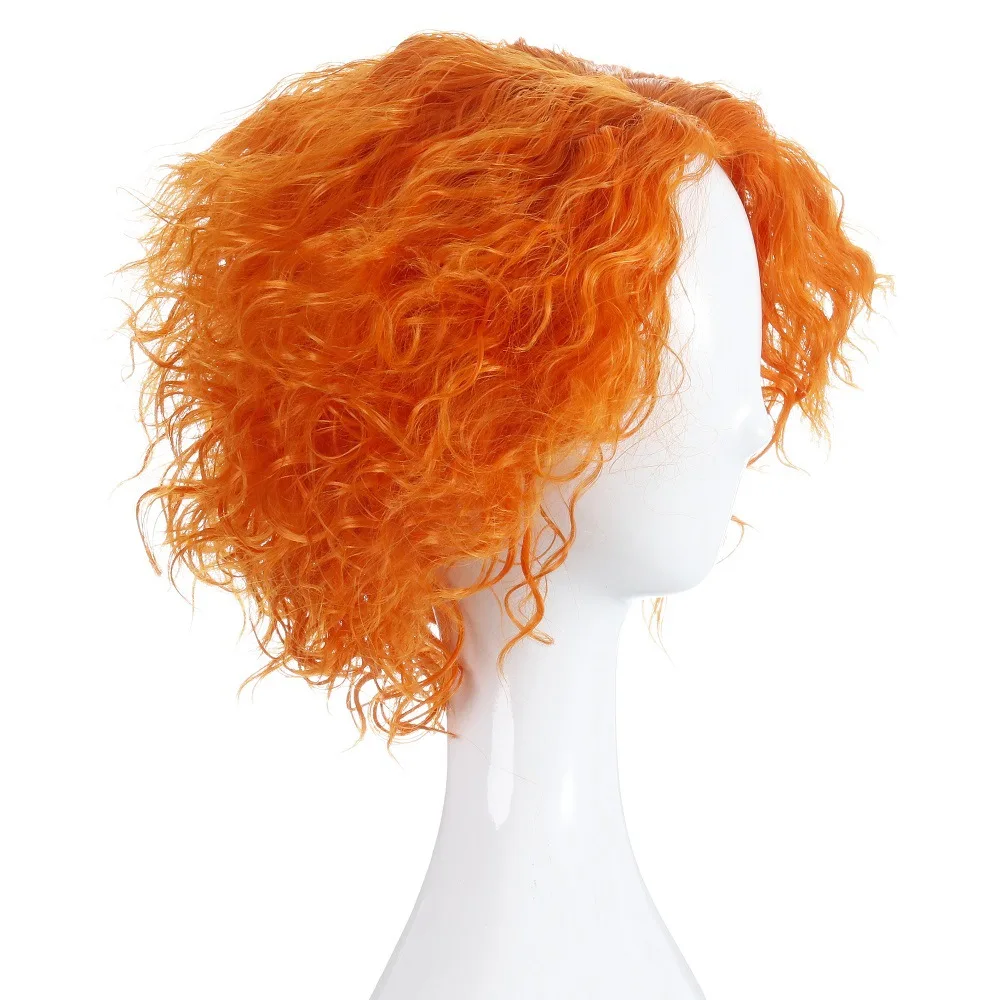 OUCEY Cosplay Anime Synthetic Wigs for Women Long Curly Wig Female Orange Color Cosplay Wigs Women Heat Resistant Party Wig