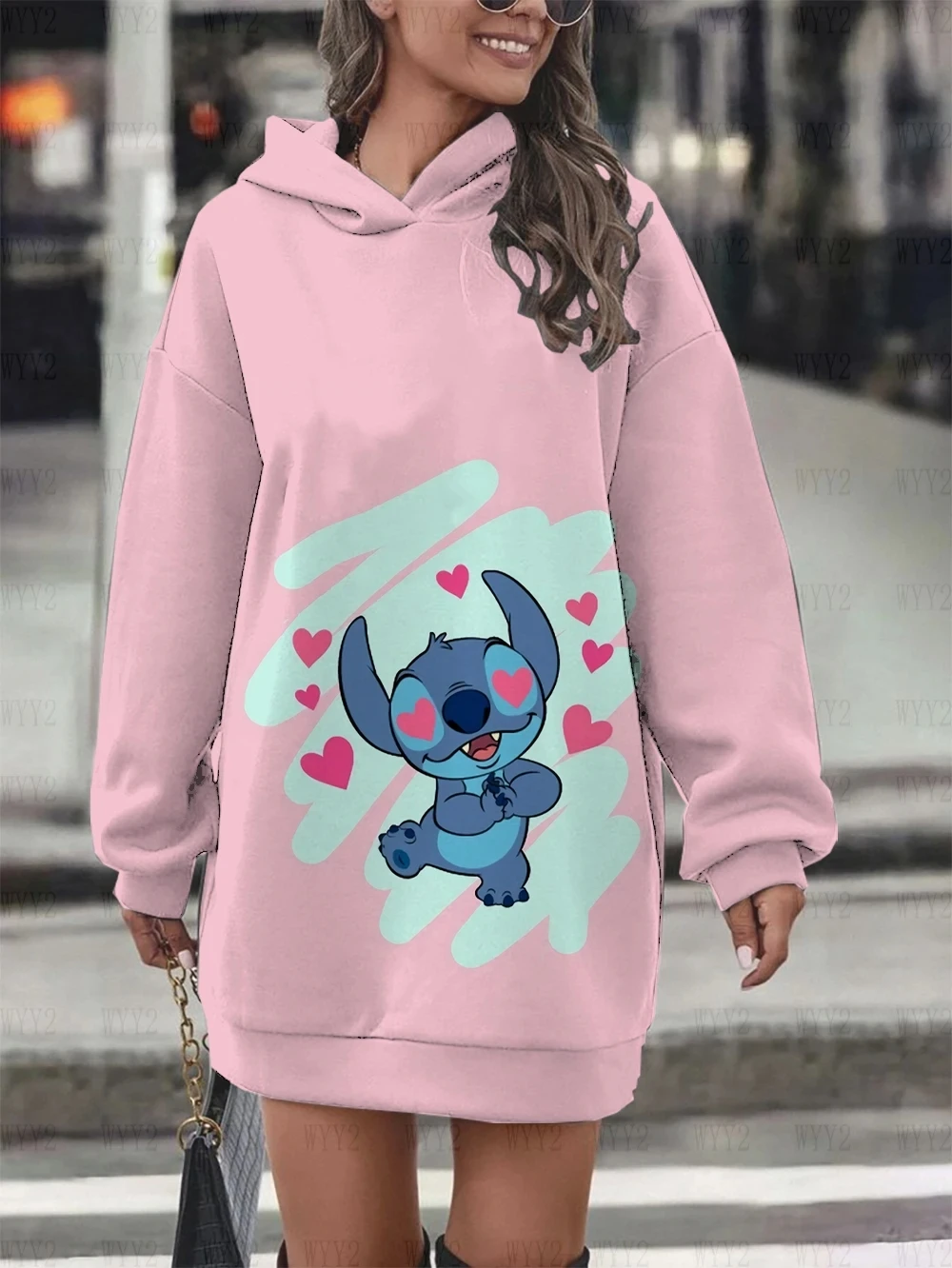 

Disney Stitch Printed Hoodie for Mulheres, Tops, Novo, 2024