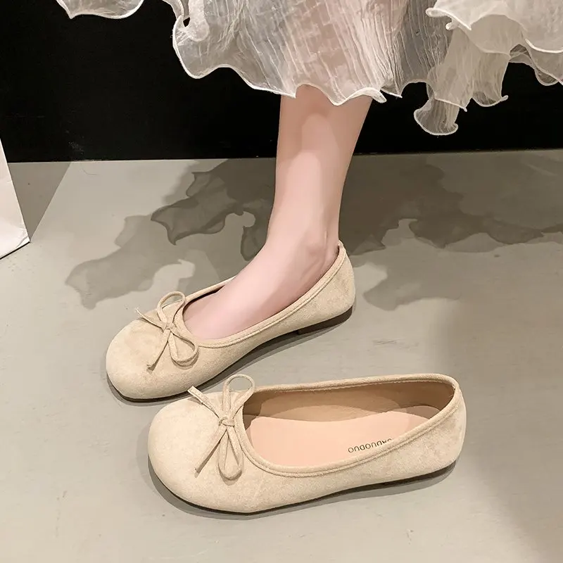 

Womens Loafers Shoes Bow-Knot All-Match Ballet Flats Female Footwear Round Toe Slip-on Butterfly Ballerinas Dress Comfortable