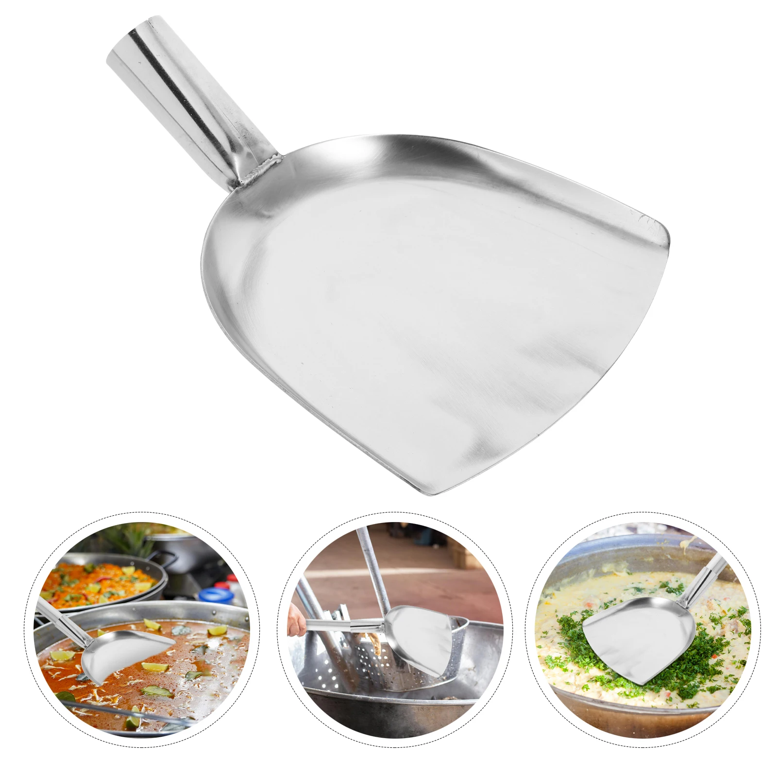 

Thickened Spatula Head Large Stainless Steel Kitchen Cooking Utensil Nonslip Flat Turner For Cafeteria Restaurant