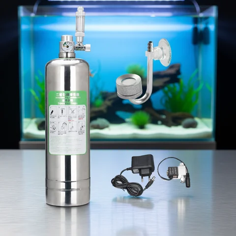 Aquarium CO2 Generator system Kit Stainless Steel CO2 Cylinder Generator System Carbon Dioxide Reactor Kit For Plant Fish