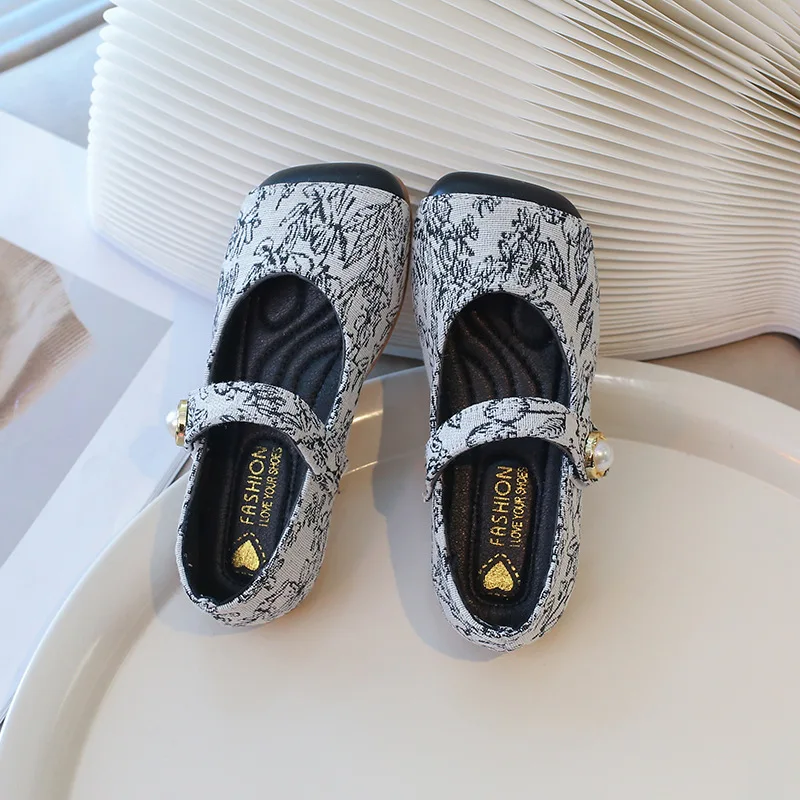 Spring Autumn Girls Embroidered Soft-soled Mary Jane Princess Shoes Breathable Children Buckle School Loafers Kids Casual Shoes