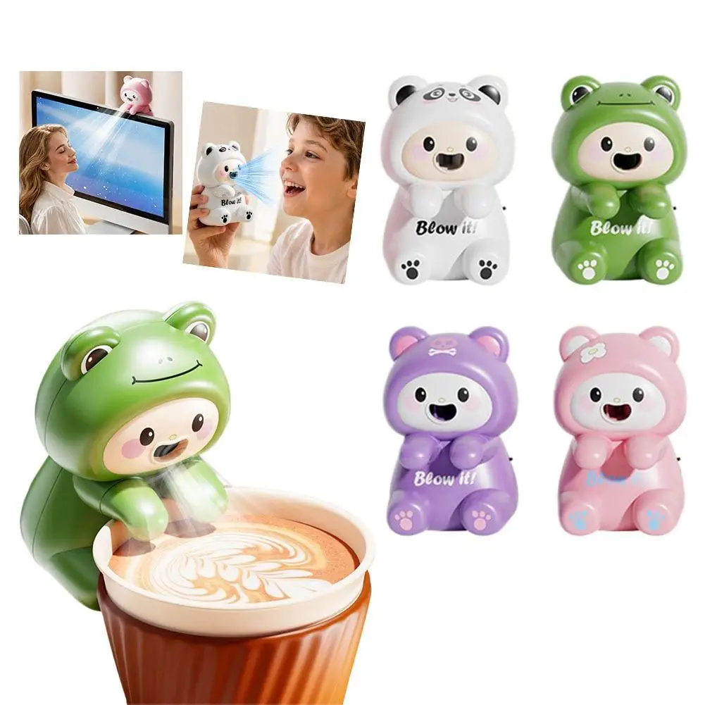 Cooling Clip-on Mini Fan For Cup Bowl Cute Animal Design Summer Fan Blowing Cold Food Artifact Rechargeable Portable Desktop Fan
