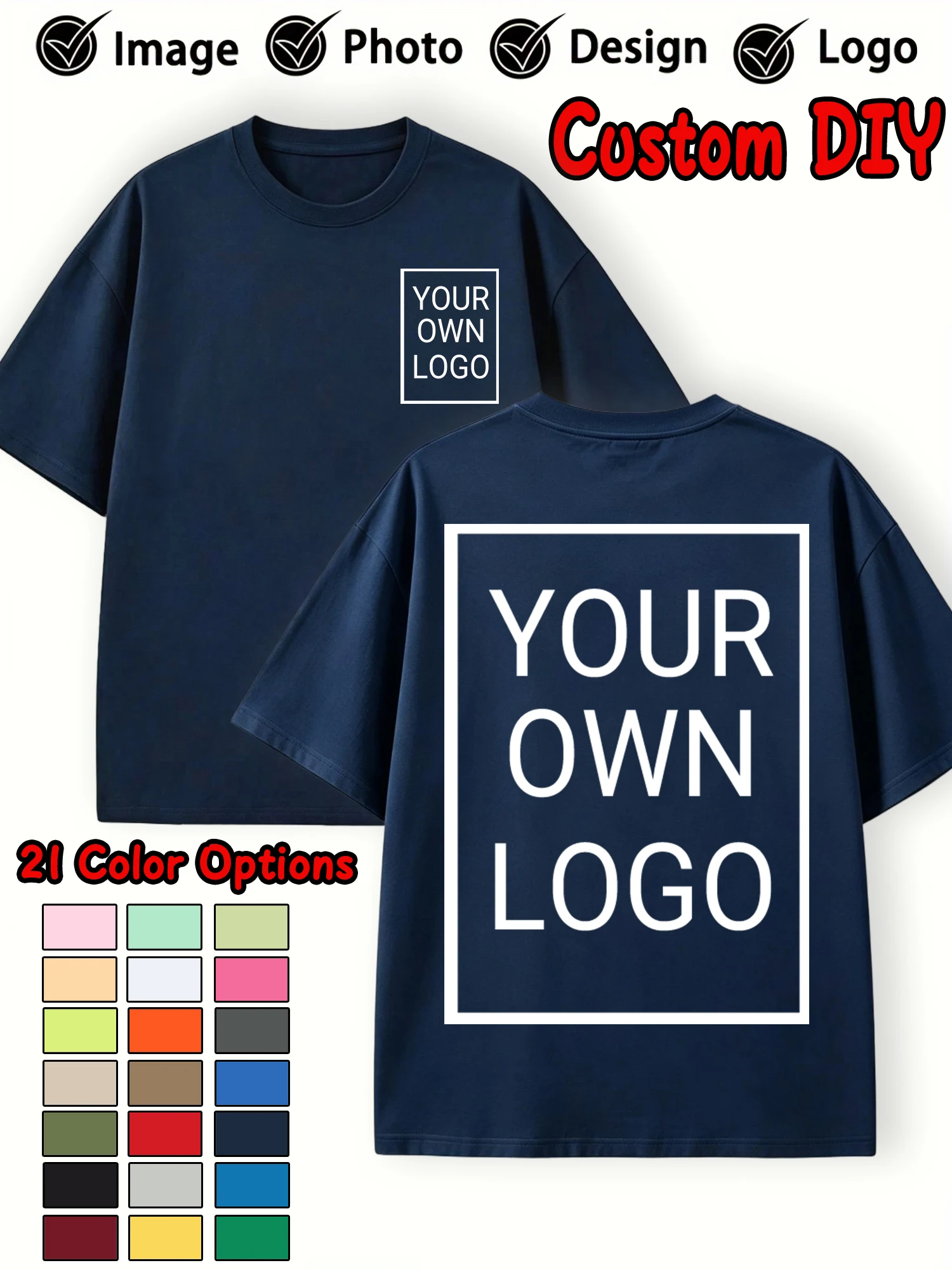 Sommer-T-Shirts für Paare, personalisiertes Muster, individuell, lässig, locker, für Herren, kurzärmelig, aus Baumwolle, weiche Kleidung, All-Match-Team-Arbeitskleidung – Detail 15
