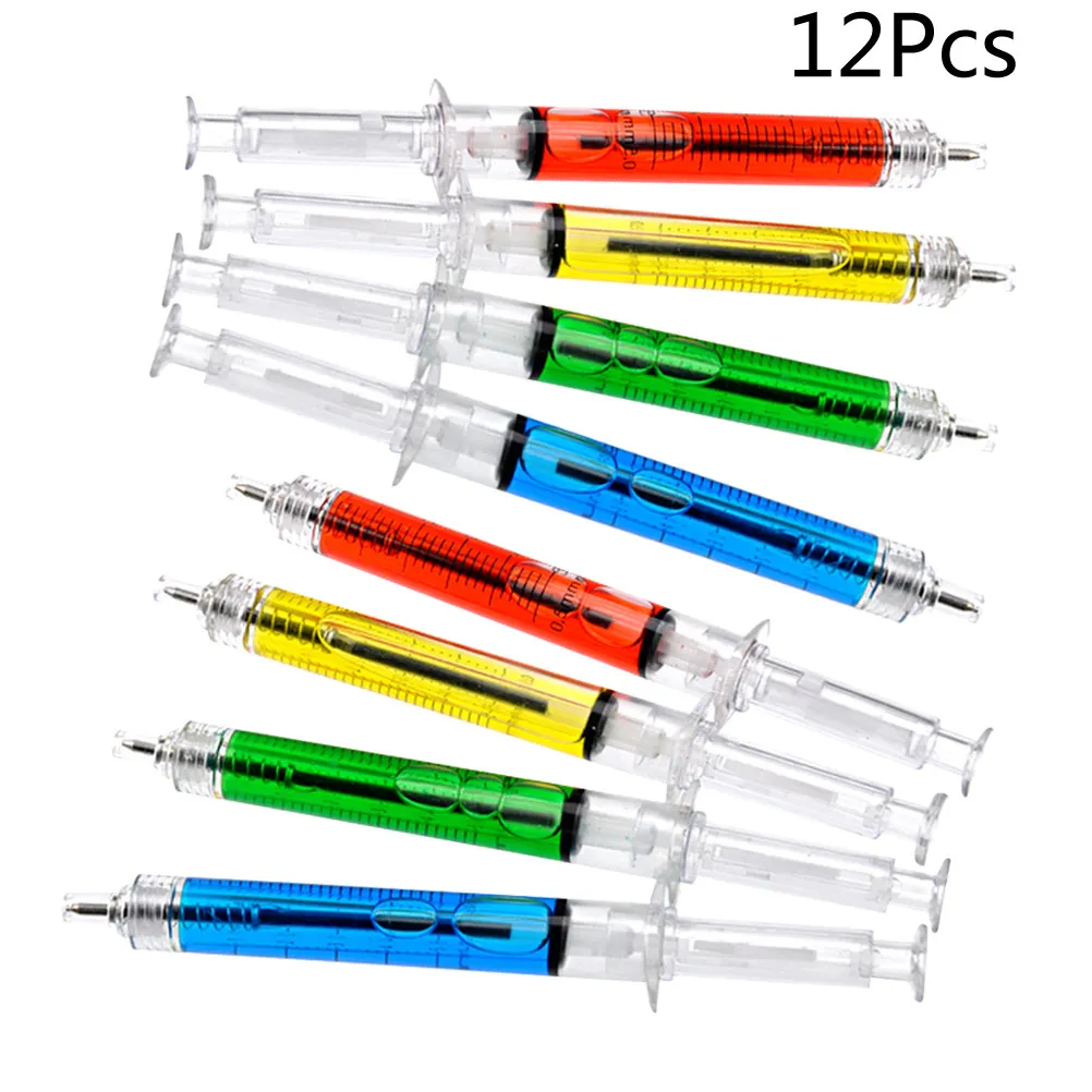 

12Pcs Syringe Ballpoint Pen Fashionable Liquid Movement Design for Gift Or Store Display Multi