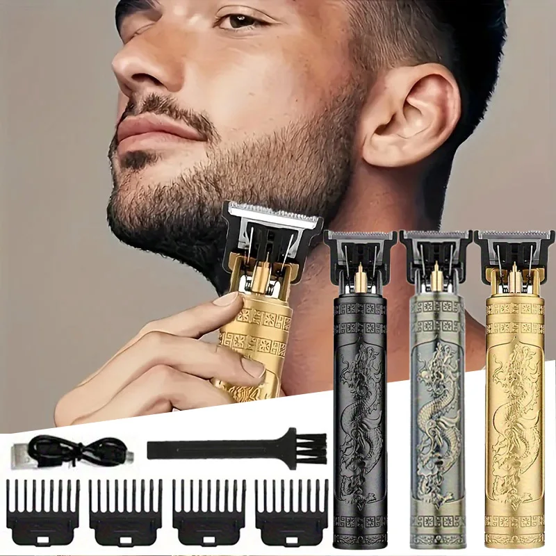 

1pc Men'S Cordless Hair Clippers USB Rechargeable Professional Hair Trimmer 4 Guide Combs and Cleaning Brush for Hair Styling