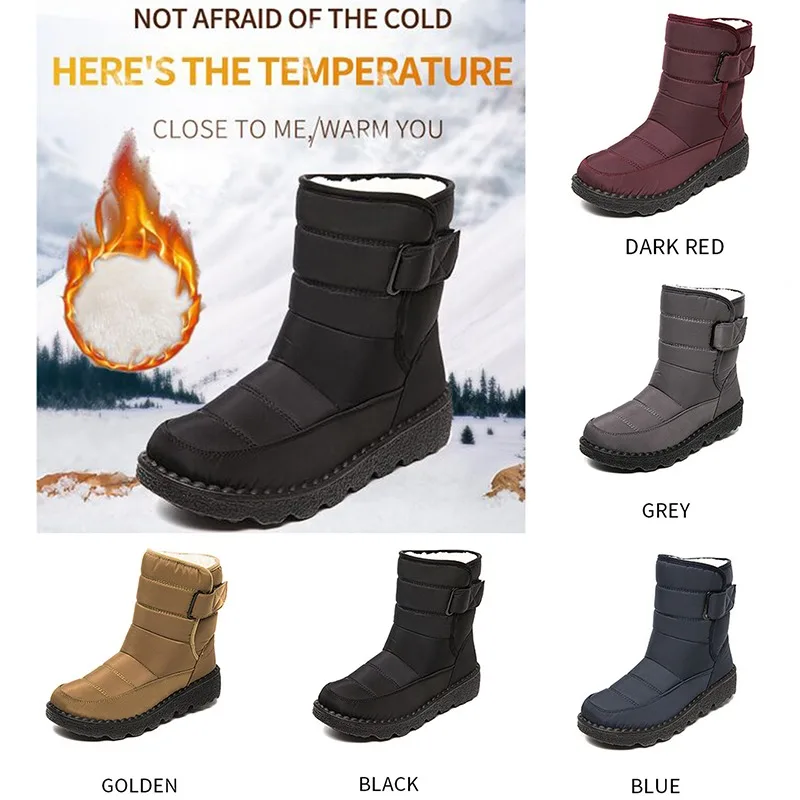 High-Top Plush Boots Waterproof Hook Loop Plus Velvet Women Shoes Long Tube Outdoor Snow Boots 2023 New Winter