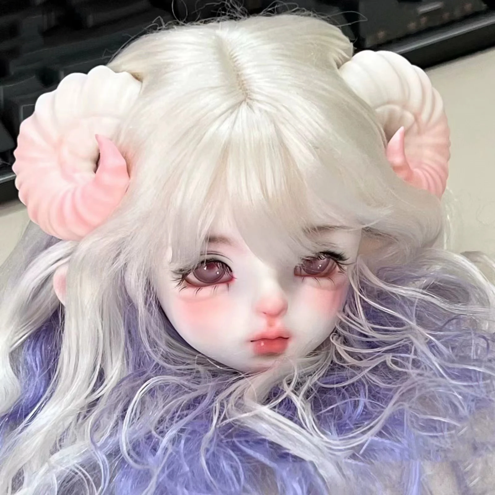 

1/4 BJD Doll Anime Sheep Head Resin Material BJD Doll Sheep Girl Head No Makeup DIY Model Doll Head Toys