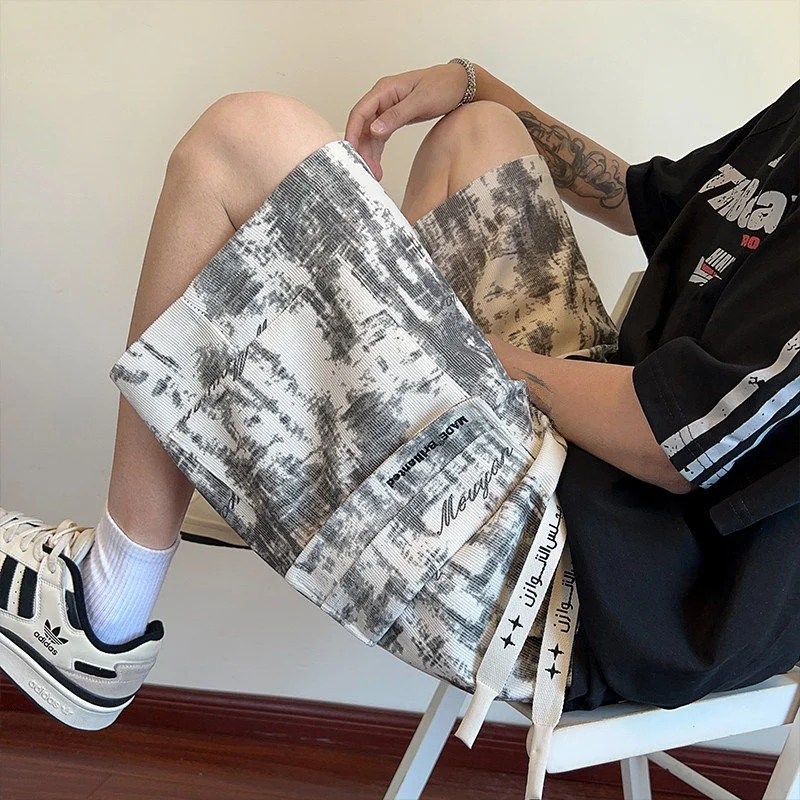 

Men's Workwear Shorts Summer Sports Quick Dry Casual Loose Straight Leg Five-Quarter Trendy Dyeing Process Cotton Pants