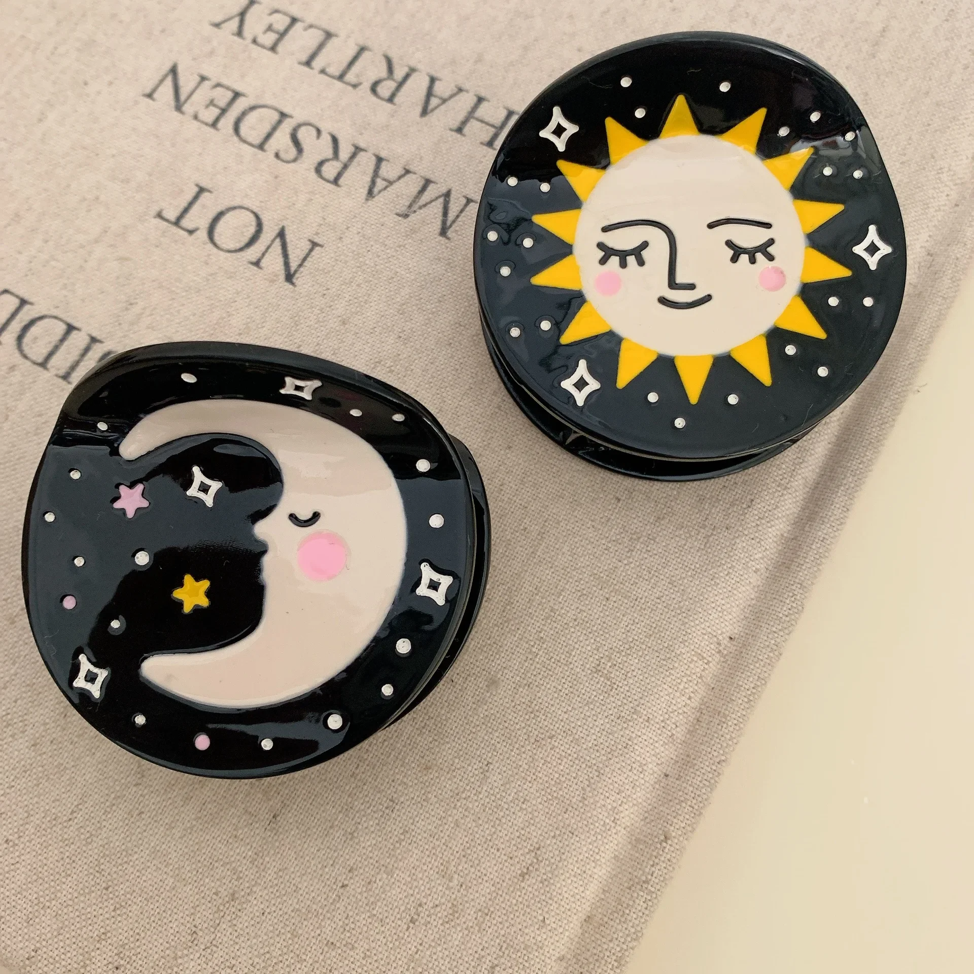 DS Retro French Sun God Moon Hair Claw Acetate Claw Clips Spliced Circular Sun God Crab Hair Clips for Women Hair Accessories