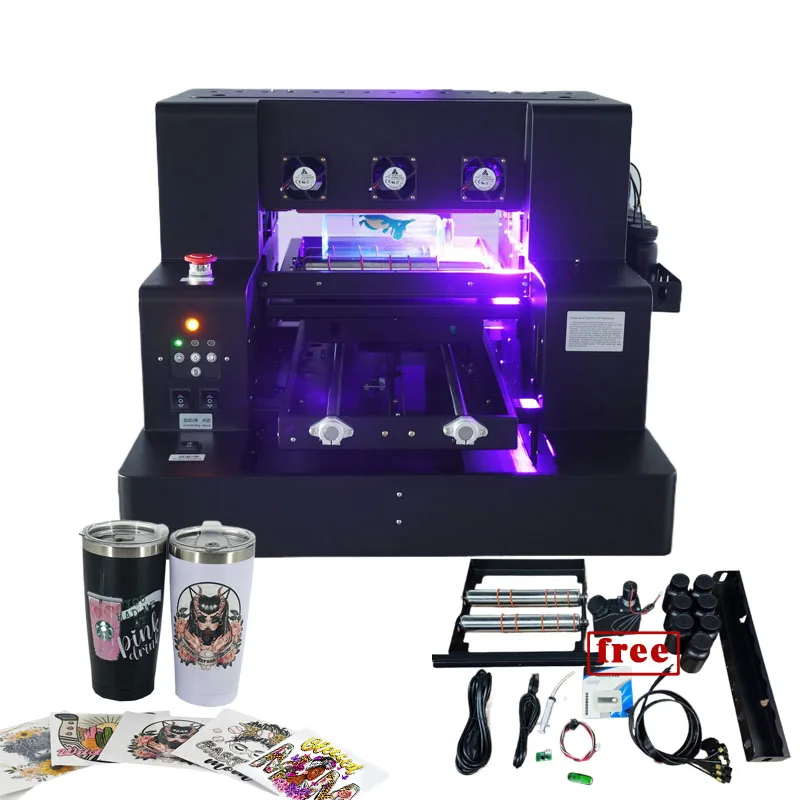 A3 Inkjet UV Flatbed Printer for Multi-materials Badge Bottle Phone case Wood Metal Glass Printing Machine