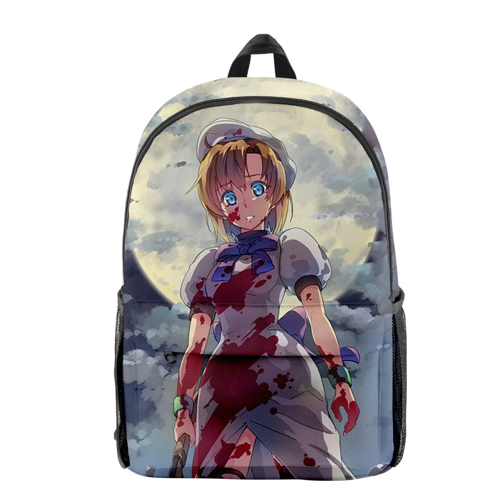 Classic When They Cry Higurashi Zip Pack 3D Printed School Bags Notebook Backpacks Oxford Waterproof Boys/Girls Travel Bags