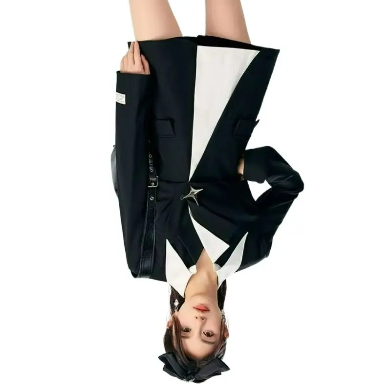 2026 Spring Autumn New Style High-End Office Wear Women's Korean Version Fashion Blazer with Color Block and Patchwork Design
