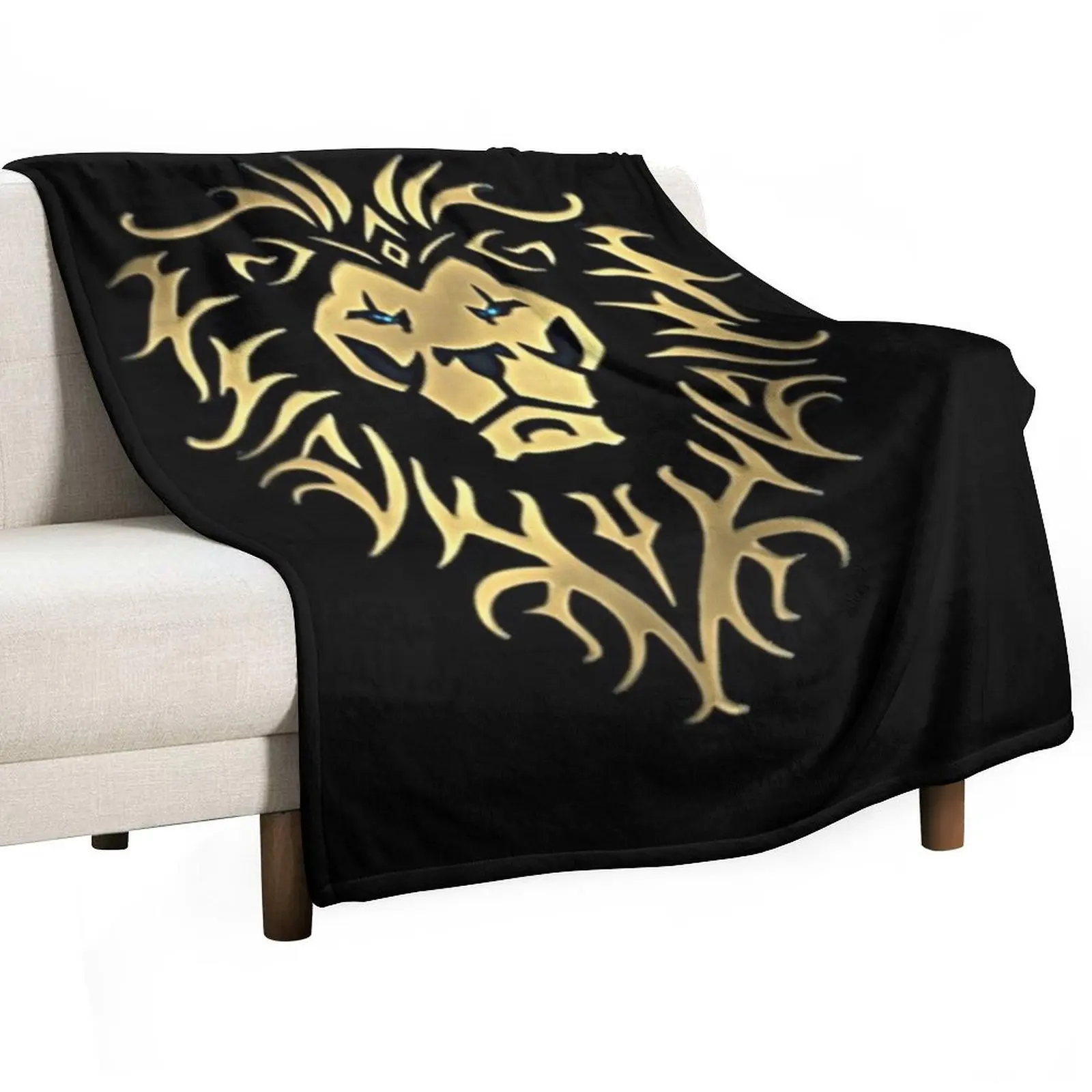 

World of warcraft game Alliance logo - WoW - black background Throw Blanket Designers For Decorative Sofa Plush Flannel Blankets