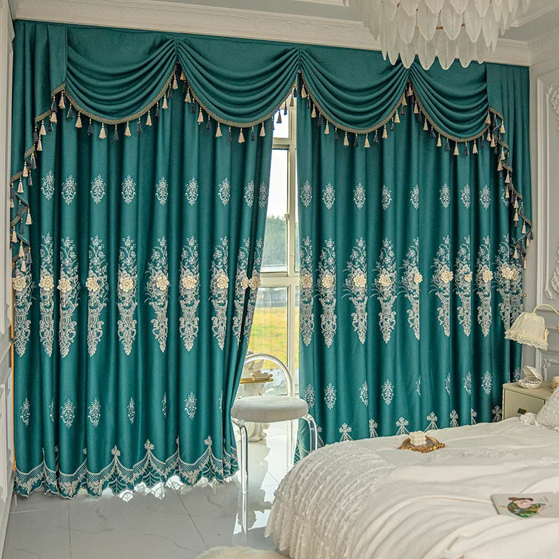 

Atmospheric European Curtains for Living Room Luxury Cotton and Linen Shading Cortina Bedroom Embossed Embroidered Curtains