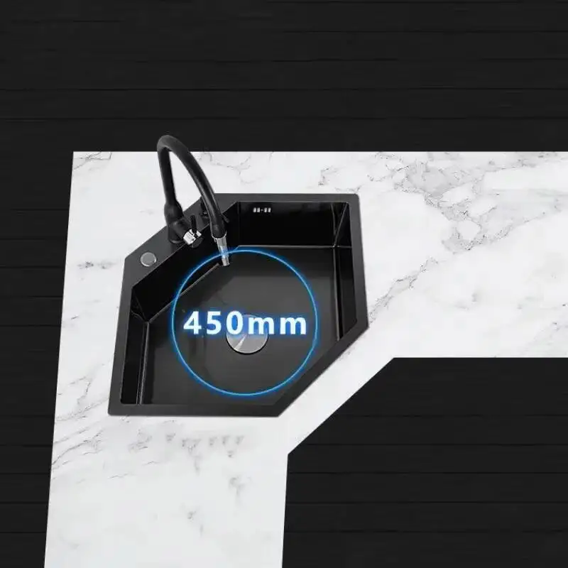 

Kitchen Steel Special-shaped Sink for Kitchen Nano Corner 304 Sinks Small Apartment Stainless Large Single-slot Dishwashing Sink