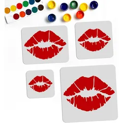 4pcs Lip Stencil Kiss Lips DIY Stencil 4Sizes 6~12inch Lips Lipstick Mouth Painting Stencils Reusable Red Lips PET Stencils