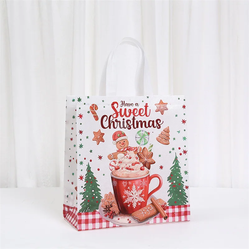 StoBag 8/20 قطعة عيد ميلاد سعيد غير حقيبة تسوق منسوجة هدية النسيج الاطفال التعبئة والتغليف حقيبة يد كبيرة تخزين مقاوم للماء الحقيبة قابلة لإعادة الاستخدام