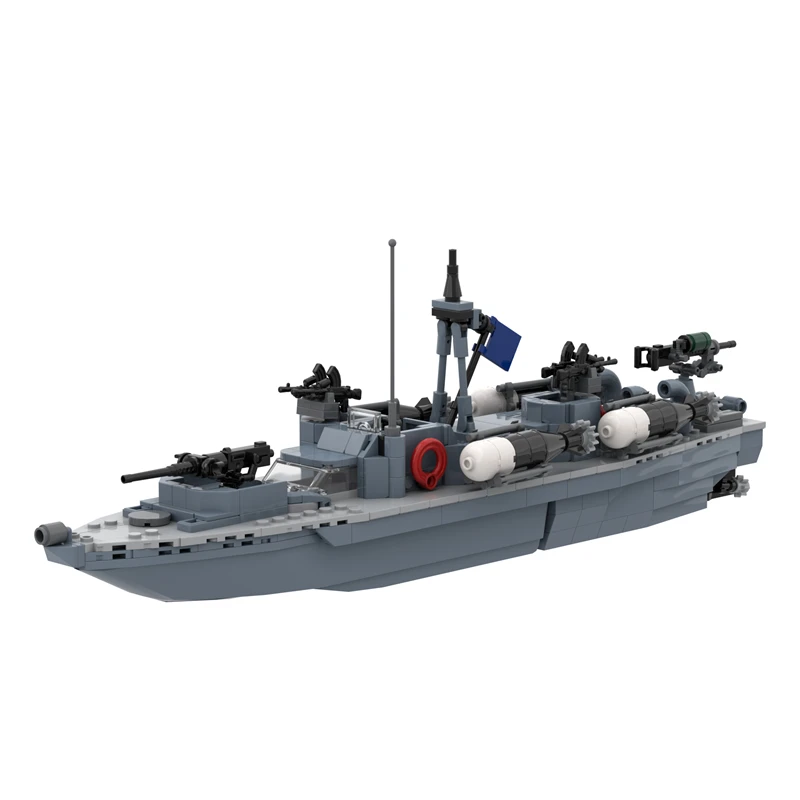 moc-軍事軍艦ビルディングブロック-diy-レンガセット魚雷艇モデル-pt-103-組み立ておもちゃ子供の誕生日プレゼント