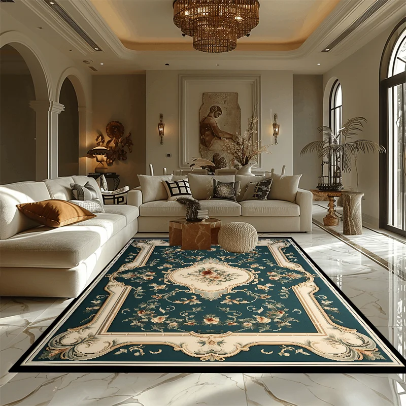 European Pastoral Style Carpets for Living Room Decoration Home Luxury Rug Large Area Bedroom Non-slip Mat Washable Lounge Rug