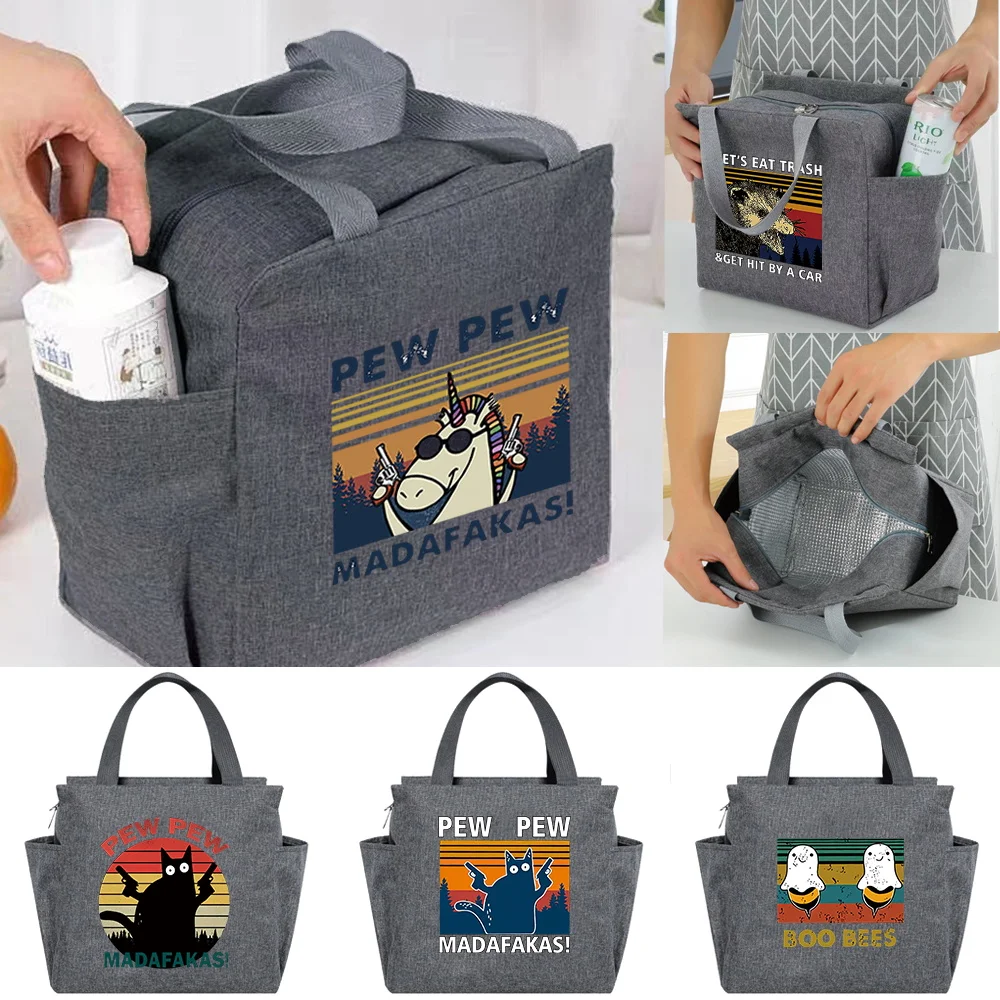 

Large Capacity Insulated Lunch Bags Pew Series Printed Lunch Box Cooler Bag New Multifunction Portable Picnic Thermal Food Packs