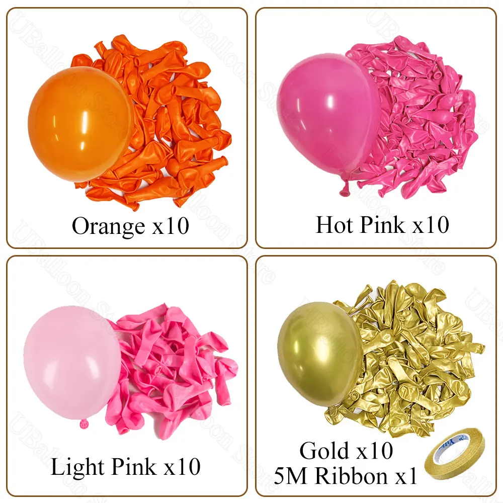 40 Stück rosa orange Luftballons Metall Gold Orange hellrosa Latexballons für Braut Babyparty Geburtstag Hochzeit Party Dekor – Detail 2
