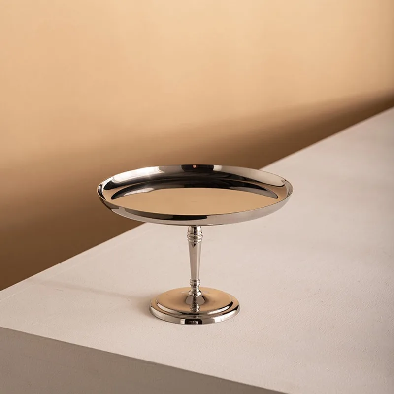 Stainless steel stemmed glass durable home dessert plate pudding ice cream polished metal