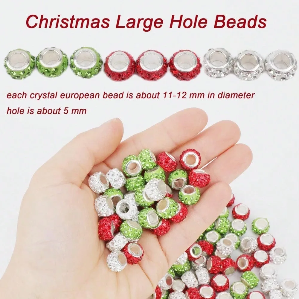 20/50 Pieces Christmas Large Hole Beads Kit Included European Beads And Pendants For Christmas DIY Bracelet Jewelry Making
