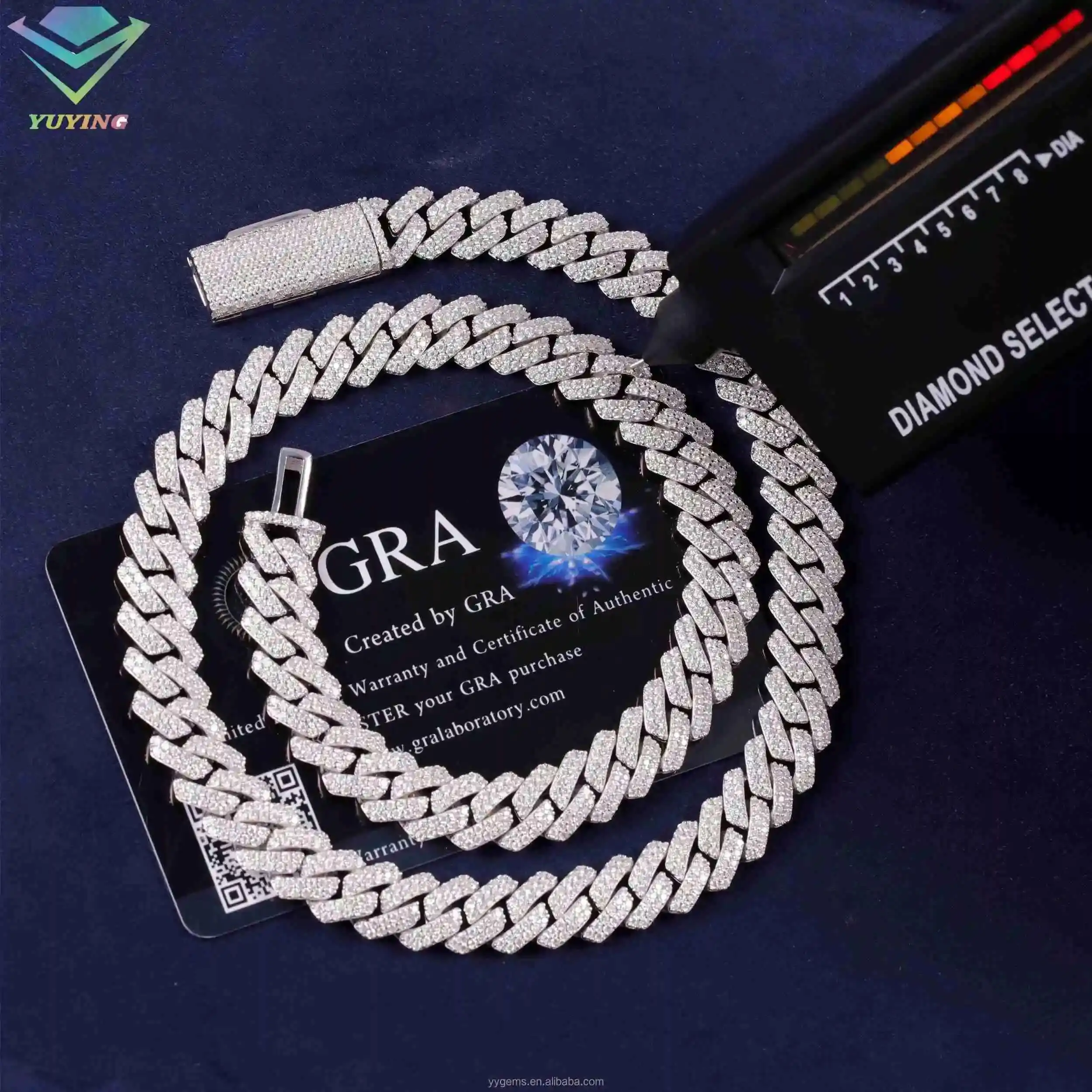 

Hot Sale VVS Mossanite Cuban Link Chain for Men 2rows 10mm 12mm Width Hip Hop Necklace Jewelry 925 Solid Silver Chain Necklace