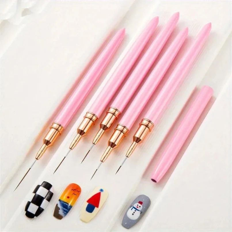 

5pcs Nail Art Liner Brush Nail Art Liners Striping Brushes 3D Tips Line Stripes DIY Drawing Pen UV Gel Painting Brushes