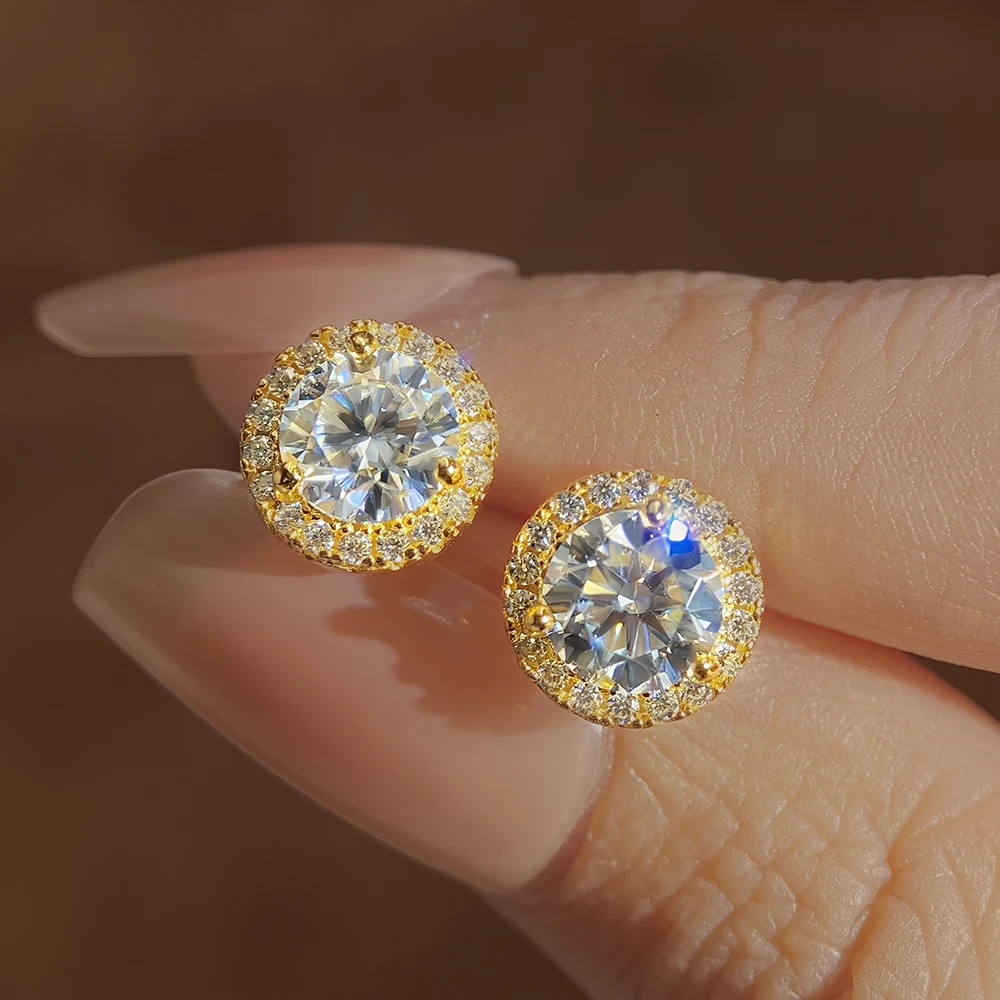 

8*8MM VVS Moissanite Diamond Wedding Stud Earrings Screw Back Post for Women and Men