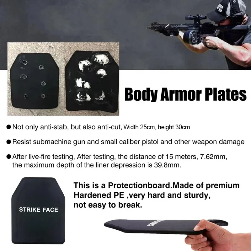 NIJ IIIA/III Level Anti Bullet Proof PE Plate For Tactical Safety Vest Ballistic Body Armour Stab-Proof Composite Board 8/22mm