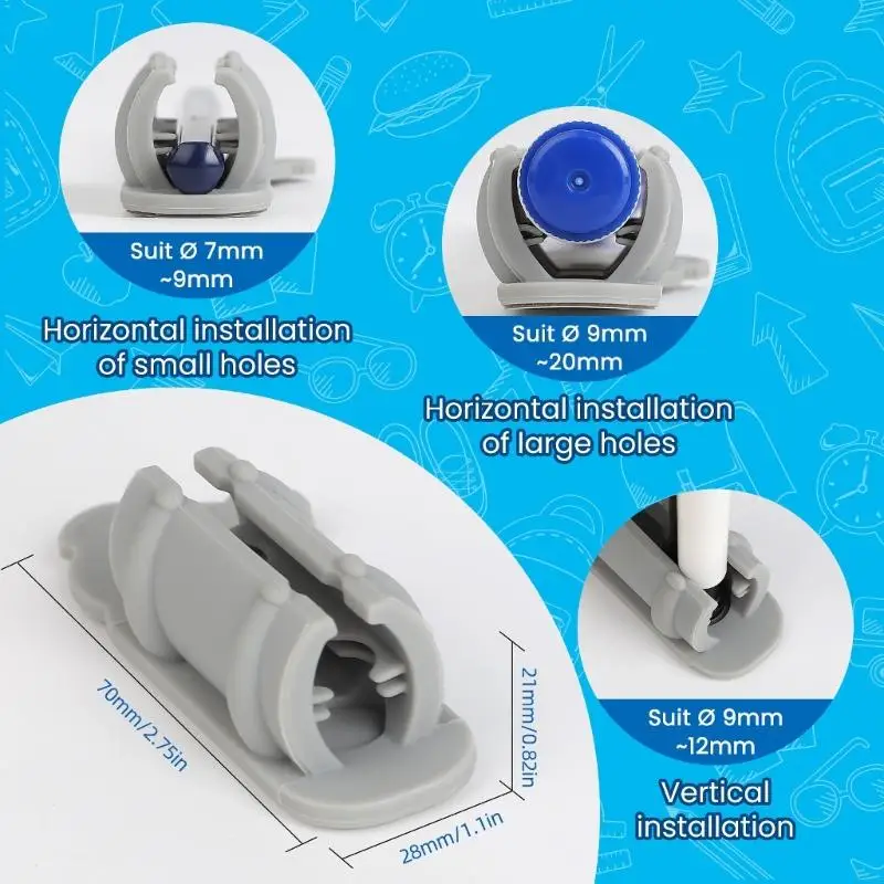 Porta penna silicone U2JE 12pcs Porta a matita a penna a singolo slot per biancheria per frigorifero da parete da