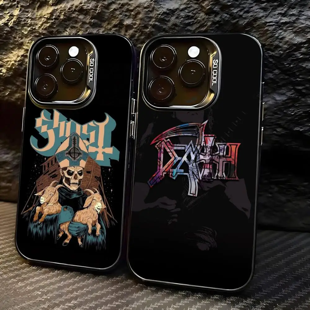 Coque de téléphone Hot Rock Band G-Ghost B.C pour iPhone 17 16 e 15 14 13 12 11 Pro Max Plus, couleur argentée
